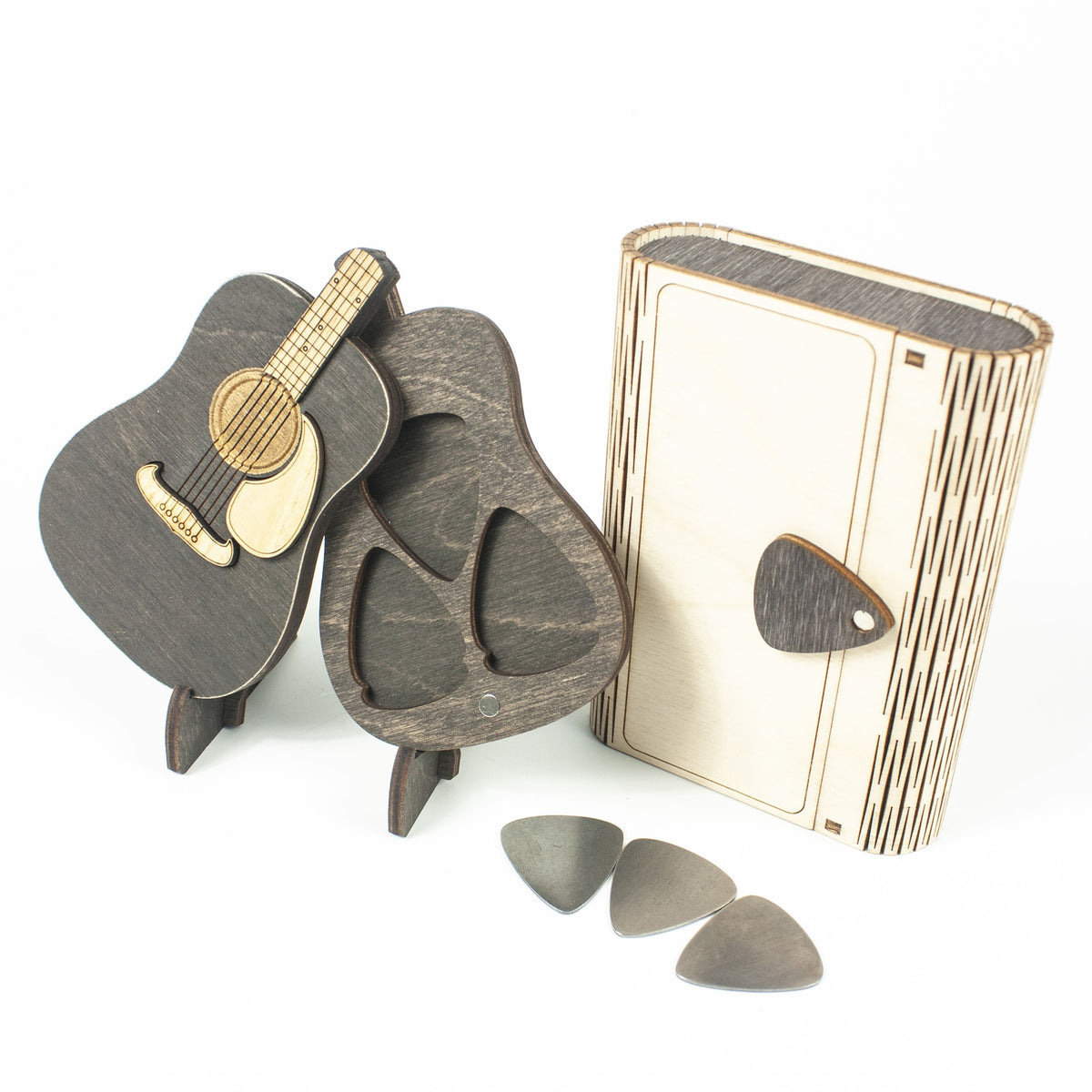 #pack_Guitar + gift box + 3 steel picks