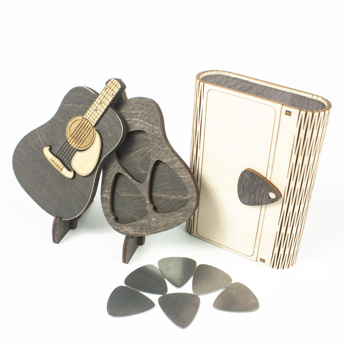 #pack_Guitar + gift box + 6 steel picks