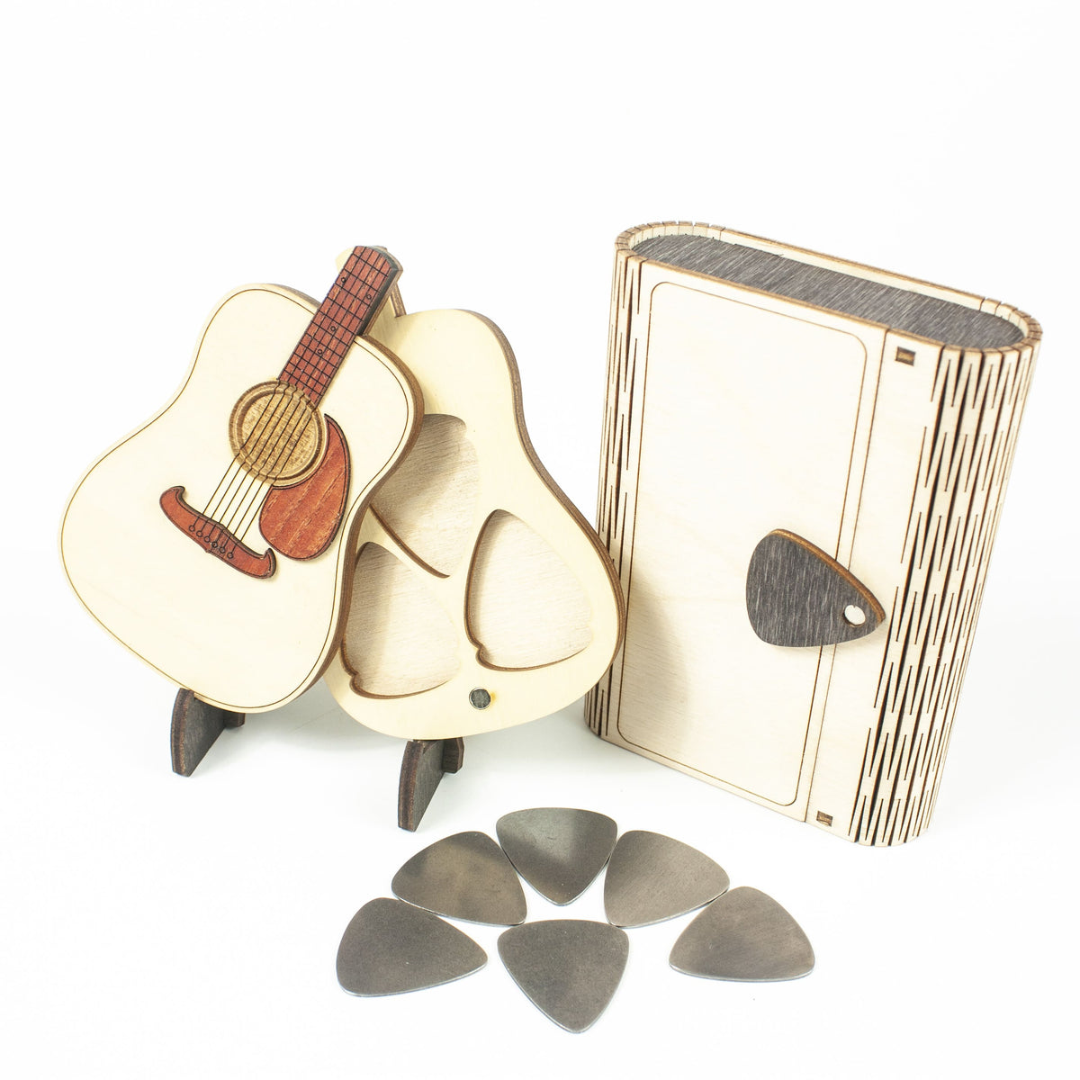 #pack_Guitar + gift box + 6 steel picks
