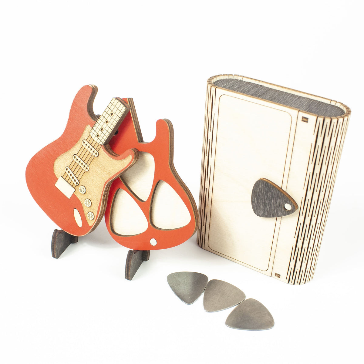 #pack_Guitar + gift box + 3 steel picks