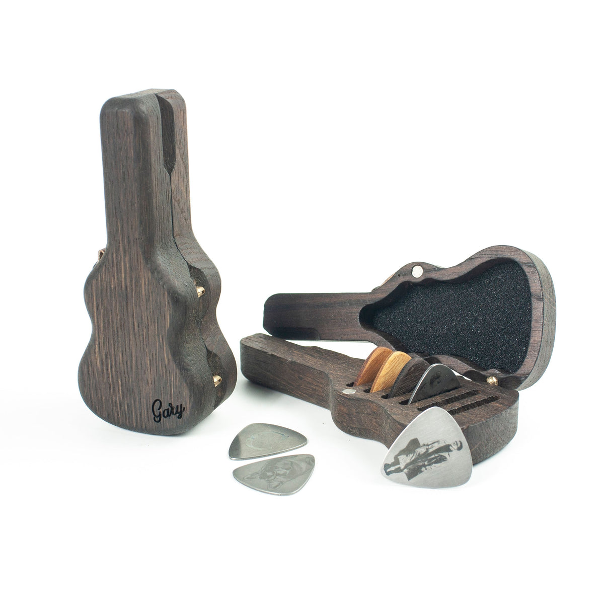 Pure Wood Guitar-Shaped Box For Picks