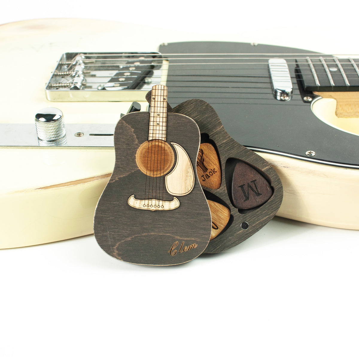 Fender Acoustic Guitar-Shaped Box For Picks (Grey)