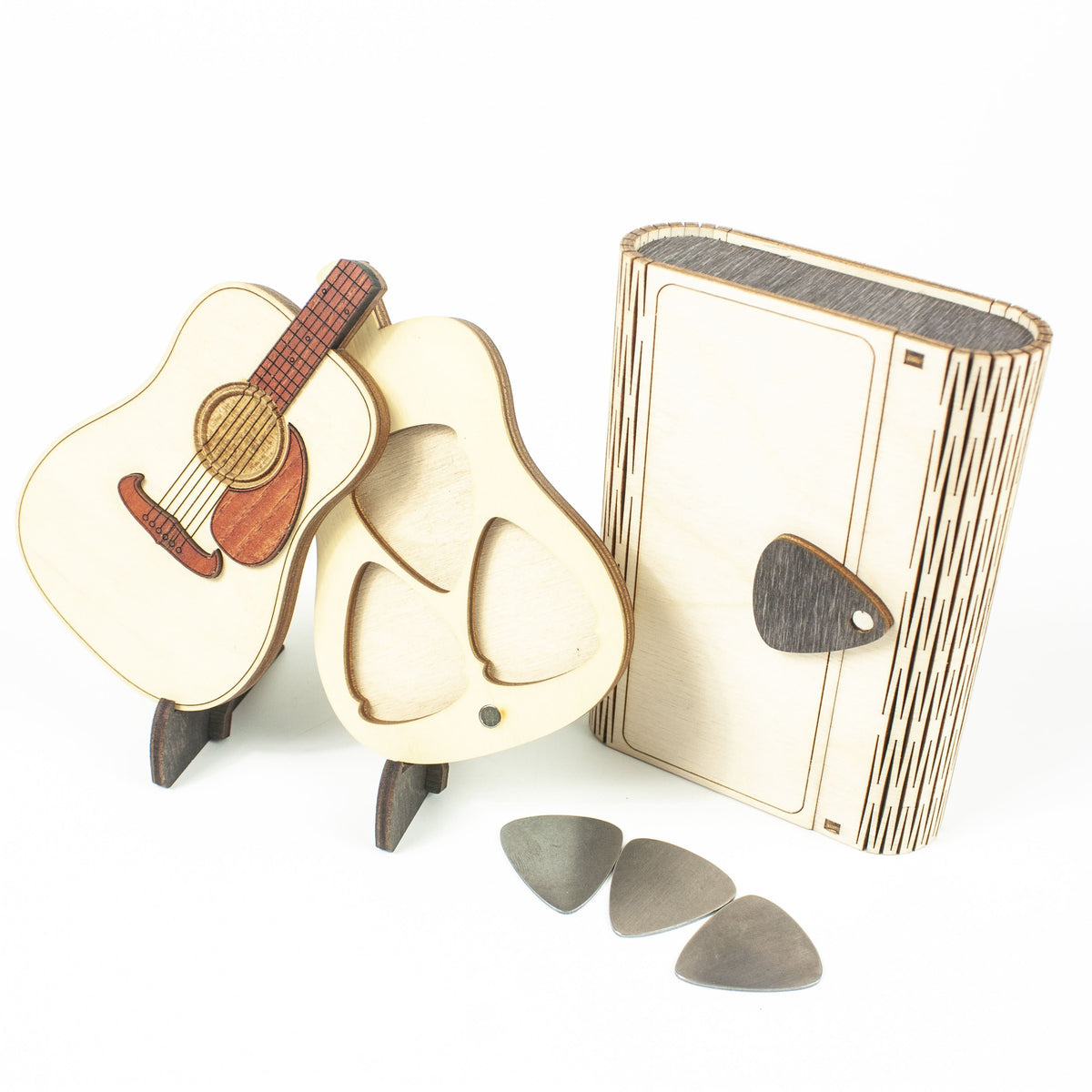 #pack_Guitar + gift box + 3 steel picks