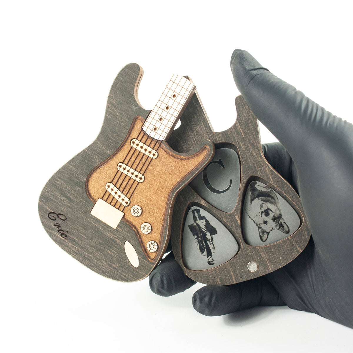 Fender Stratocaster Electric Guitar-Shaped Box For Picks (Grey)