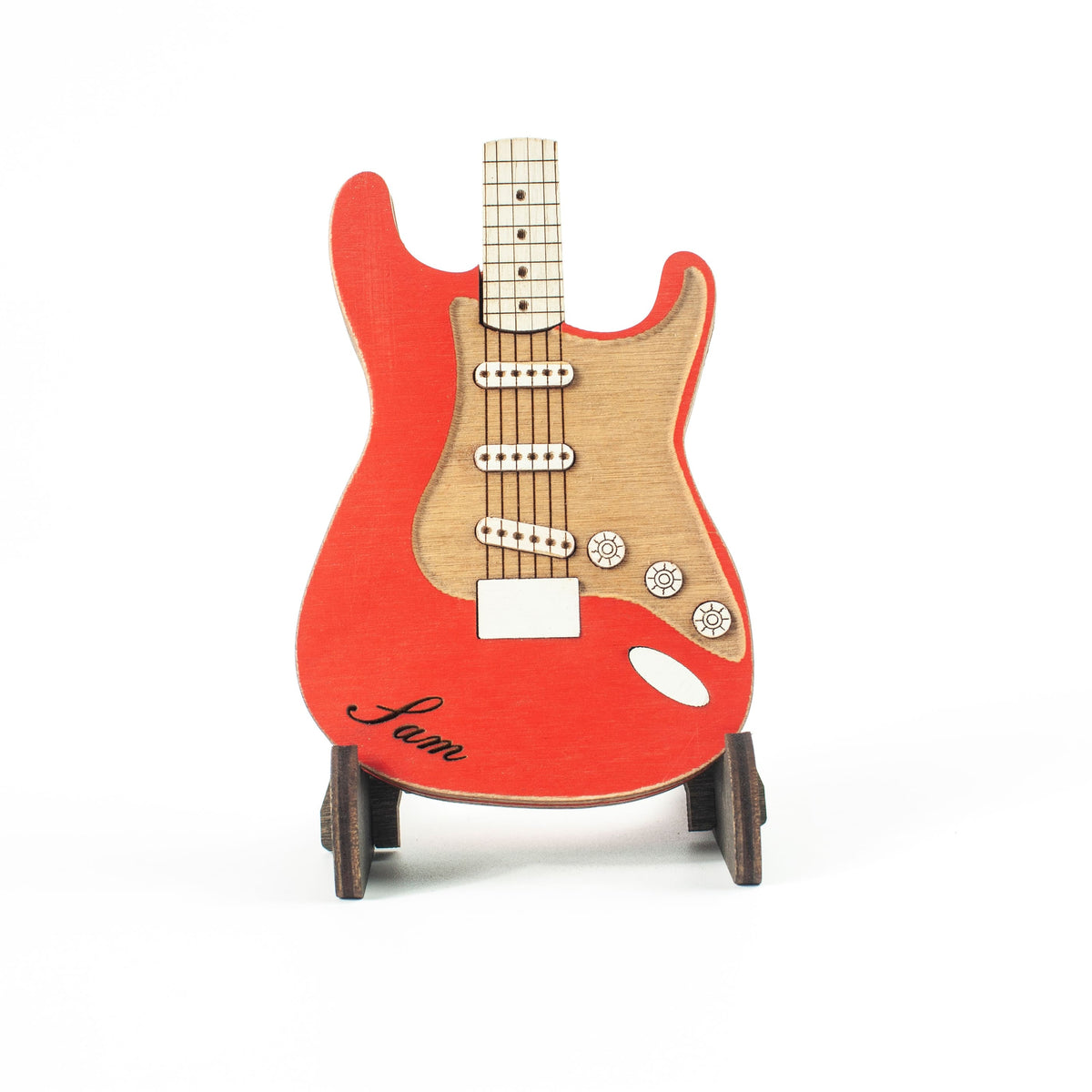 Fender Stratocaster Electric Guitar-Shaped Box For Picks (Red)
