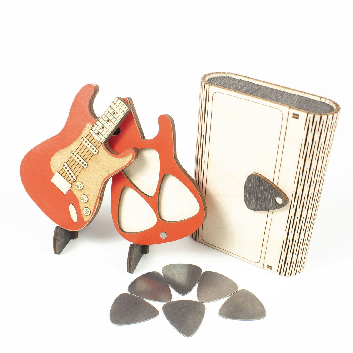 #pack_Guitar + gift box + 6 steel picks