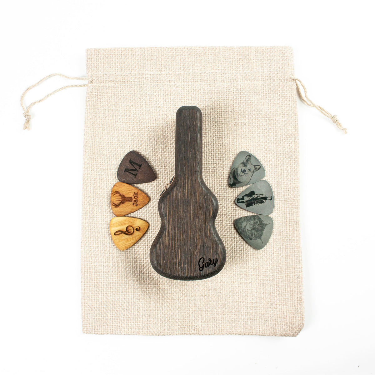 Pure Wood Guitar-Shaped Box For Picks